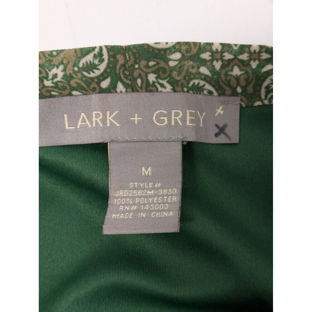 Lark & Grey Green Paisley Floral Print Smocked Dress sz M Holiday Modest Peasant - Picture 13 of 13